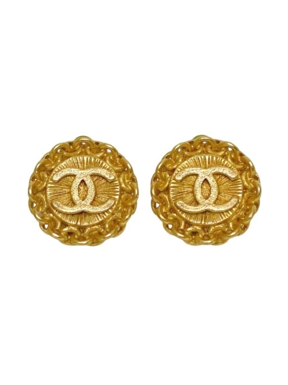 Chanel Earrings CC Logo 95 Metal Gold Vintage